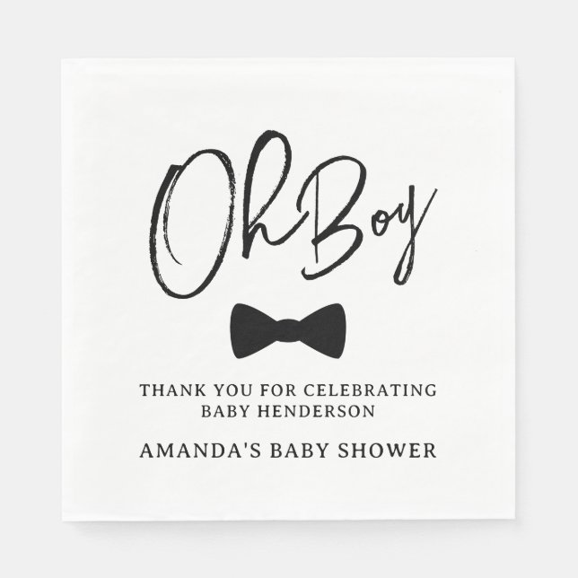 Serviette En Papier Baby shower de Cravate Bow Black Boy (Devant)