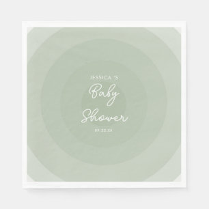 Serviette En Papier Baby shower de dégradé circulaire minimaliste vert