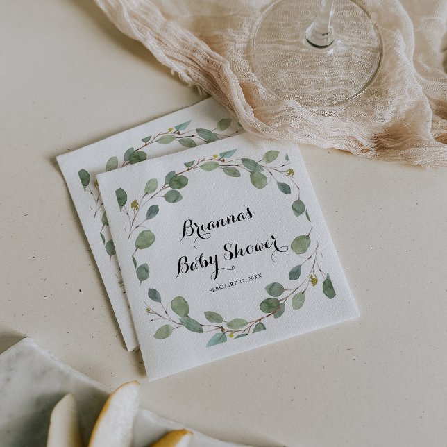 Serviette En Papier Baby shower de feuillage Eucalyptus vert (Créateur téléchargé)