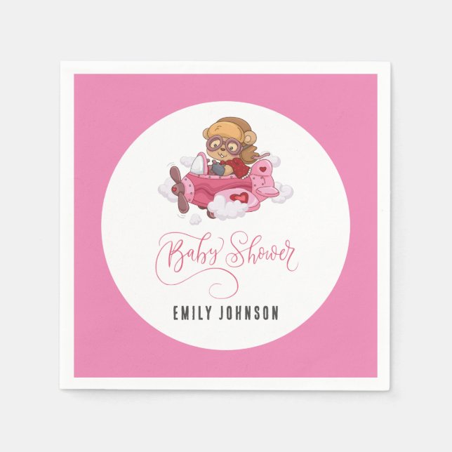 Serviette En Papier Baby shower de fille d'avion (Devant)