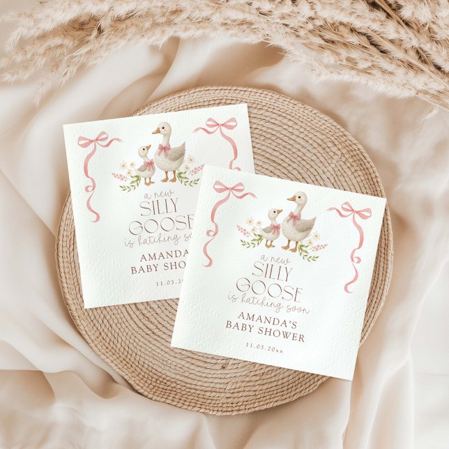 Serviette En Papier Baby shower de fille d'oie stupide (Créateur téléchargé)