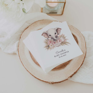 Serviette En Papier Baby shower de fille Elephant Boho