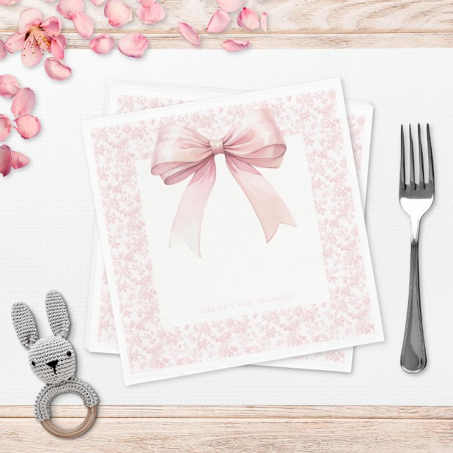 Serviette En Papier Baby shower de fille en toile de cou rose (Créateur téléchargé)