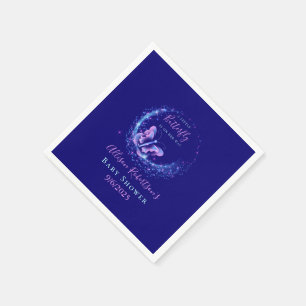 Serviette En Papier Baby shower de fille papillon pourpre
