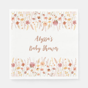 Serviette En Papier Baby shower de Fleur sauvage Boho Terracotta