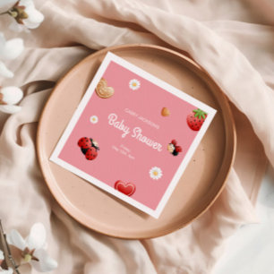 Serviette En Papier Baby shower de fleurs de Ladybug mignonne