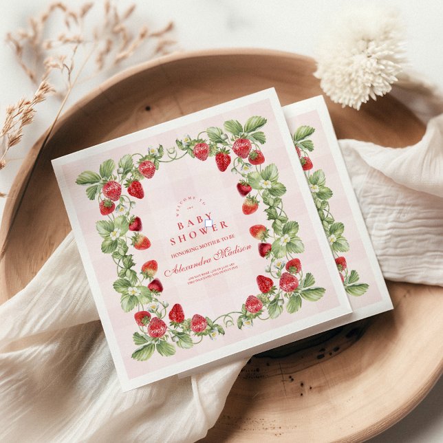 Serviette En Papier Baby shower de fraises sucrées (Créateur téléchargé)