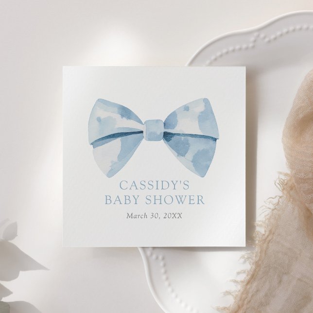 Serviette En Papier Baby shower de garçon Blue Bowtie (Créateur téléchargé)