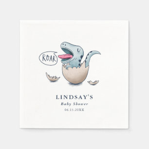 Serviette En Papier Baby shower de garçon dinosaur bleu