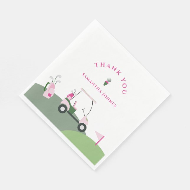 Serviette En Papier Baby shower de golf moderne rose (Coin)