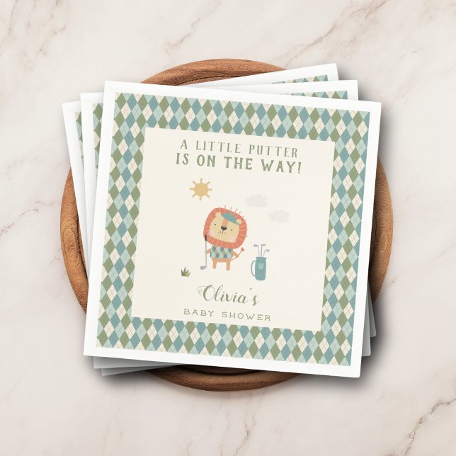 Serviette En Papier Baby Shower de golf Putter Mignon Prépa Argyle (A stylish finishing touch for your “Little Putter” golf baby shower.
)