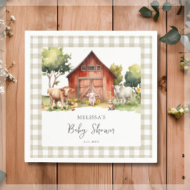 Serviette En Papier Baby shower de grange d'animaux de ferme