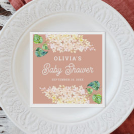 Serviette En Papier Baby shower de jardin fleuri rose pastel