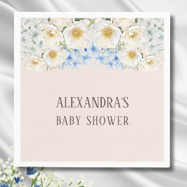 Serviette En Papier Baby shower de jardin Floral Blanc bleu Hydrangea
