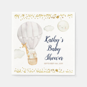 Serviette En Papier Baby shower de la Jungle à air chaud blanc