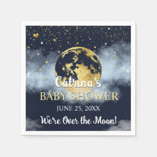 Serviette En Papier Baby shower de la Marine Bleu au-dessus de la Lune
