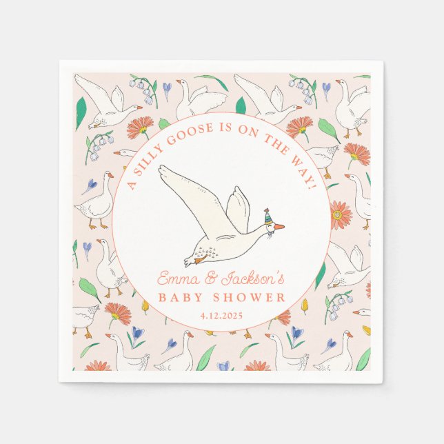 Serviette En Papier Baby shower de la Soie de l'Oie (Devant)
