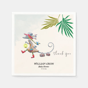 Serviette En Papier Baby shower de la souris d'aquarelle tropicale ver