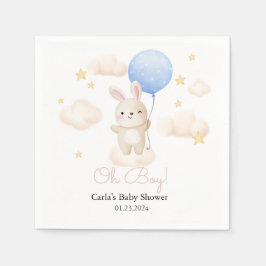 Serviette En Papier Baby shower de lapin mignon bleu garçon