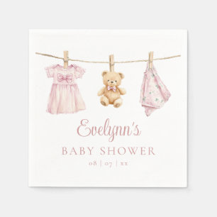 Serviette En Papier Baby shower de ligne de linge rose pour bébé