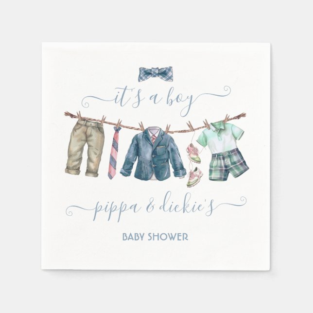 Serviette En Papier Baby shower de ligne de vêtements pour garçon Prep (Devant)