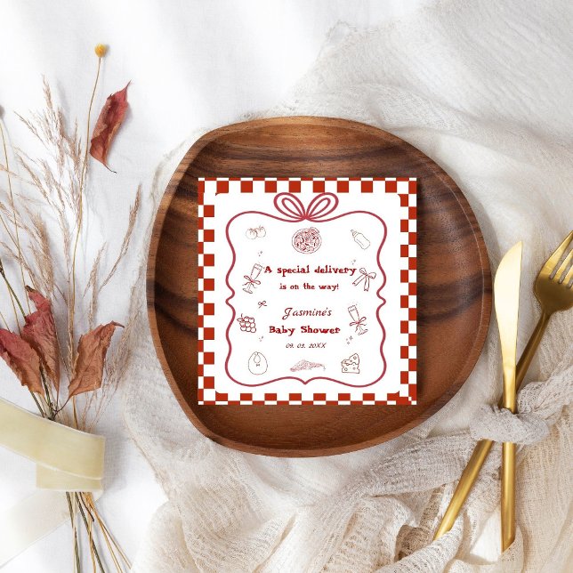 Serviette En Papier Baby shower de livraison spéciale Pizza (Créateur téléchargé)