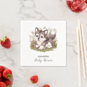 Serviette En Papier Baby shower de loup magique
