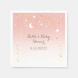 Serviette En Papier Baby shower de lune aux étoiles roses