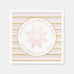 Serviette En Papier Baby shower de neige rose vierge