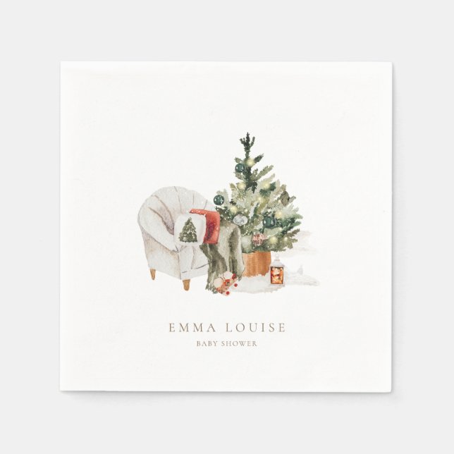 Serviette En Papier Baby shower de Noël d'hiver (Devant)