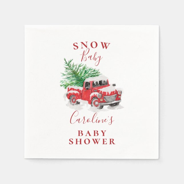 Serviette En Papier Baby shower de Noël Little Red Truck (Devant)