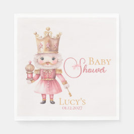 Serviette En Papier Baby shower de Noël Pink Nutcracker Aquarelle