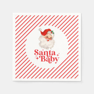 Serviette En Papier Baby shower de Noël Retro Père Noël Baby