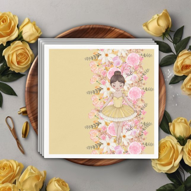 Serviette En Papier Baby shower de papillons Tutu Ballerina Jaune (Créateur téléchargé)