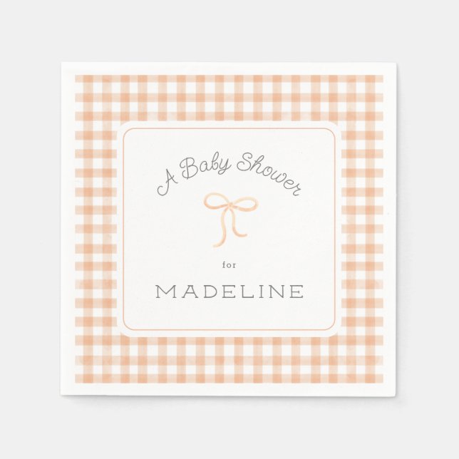 Serviette En Papier Baby shower de pêche En vichy aquarelle (Devant)