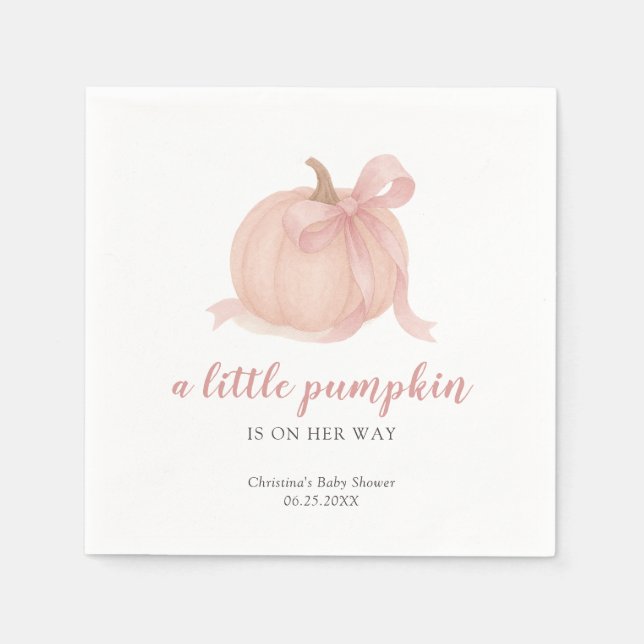 Serviette En Papier Baby shower de petite Citrouille automnale fille (Devant)