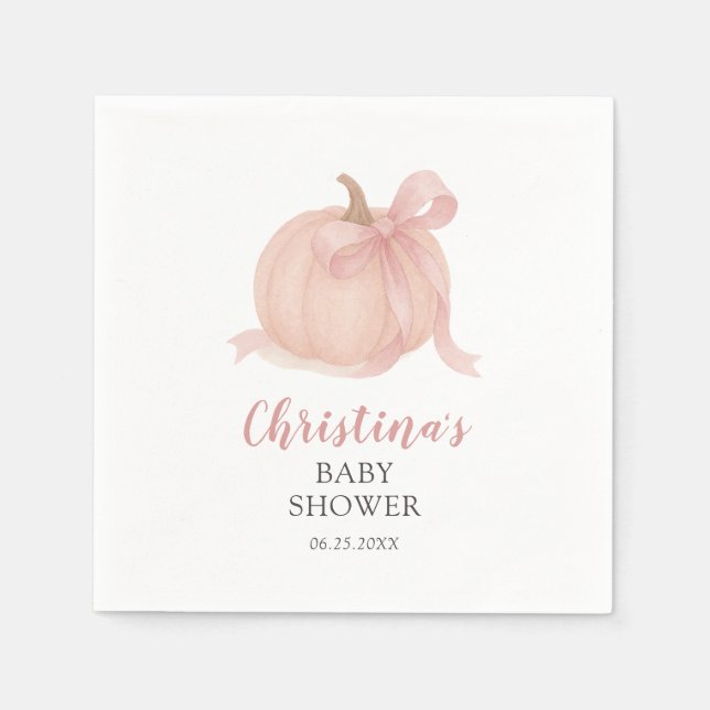 Serviette En Papier Baby shower de petite Citrouille automnale fille (Devant)