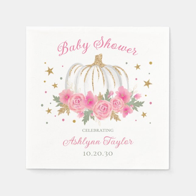 Serviette En Papier Baby shower de petite fille Citrouille (Devant)