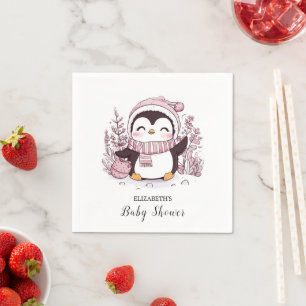Serviette En Papier Baby shower de pingouin magique Pastel