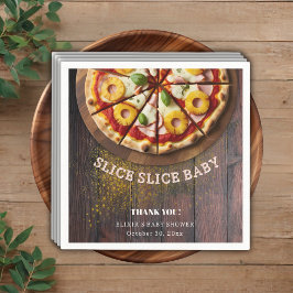 Serviette En Papier Baby shower de pizza en tranches rustiques