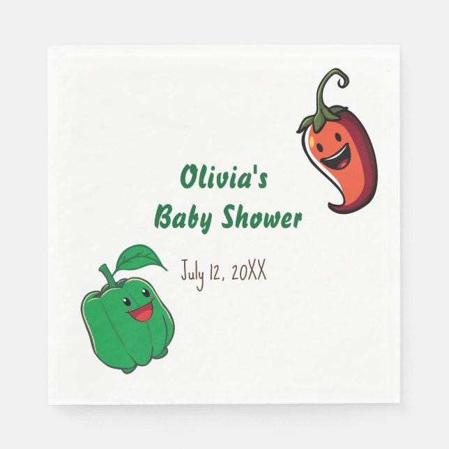 Serviette En Papier Baby shower de poivrons souriants (Devant)
