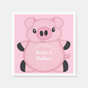 Serviette En Papier Baby shower de porc rose