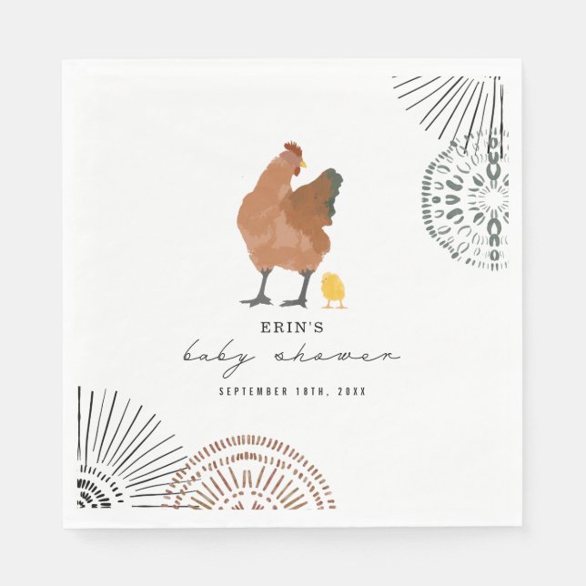 Serviette En Papier Baby shower de poulet (Devant)