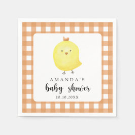 Serviette En Papier Baby shower de poulet aquarelle
