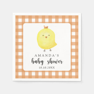 Serviette En Papier Baby shower de poulet aquarelle