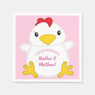 Serviette En Papier Baby shower de poulet rose
