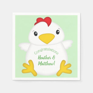 Serviette En Papier Baby shower de poulet vert