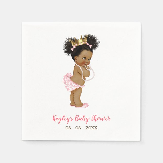Serviette En Papier Baby shower de Princesse Africaine Américaine Napk (Devant)