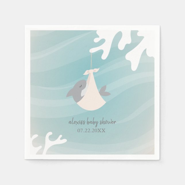 Serviette En Papier Baby shower de requin doux (Devant)