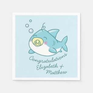 Serviette En Papier Baby shower de requin mignon Kawaii